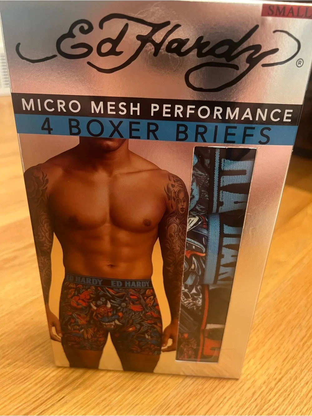 Ed Hardy Men's Micro Mesh 4 pack Performance Boxer Briefs -